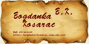 Bogdanka Košarac vizit kartica